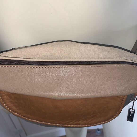 Vintage Leather Color Block Fanny Pack Waist Bag - Picture 5 of 13